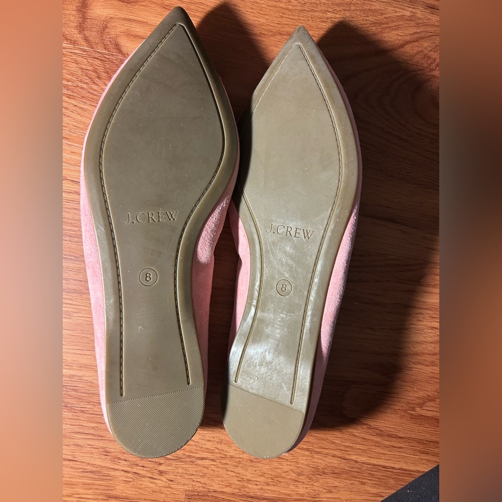 New JCrew Lottie Tassel Flats in icy rose suede, Size 8 - Picture 2 of 2